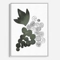Obraz w ramie 50x70 - Grono Abstrakcji - minimalistyczny plakat, winogrona - rama biała