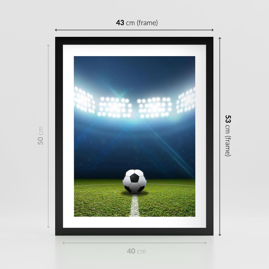 Plakat w ramie 40x50 - Piłka w drodze do gola - piłka, gol - rama czarna