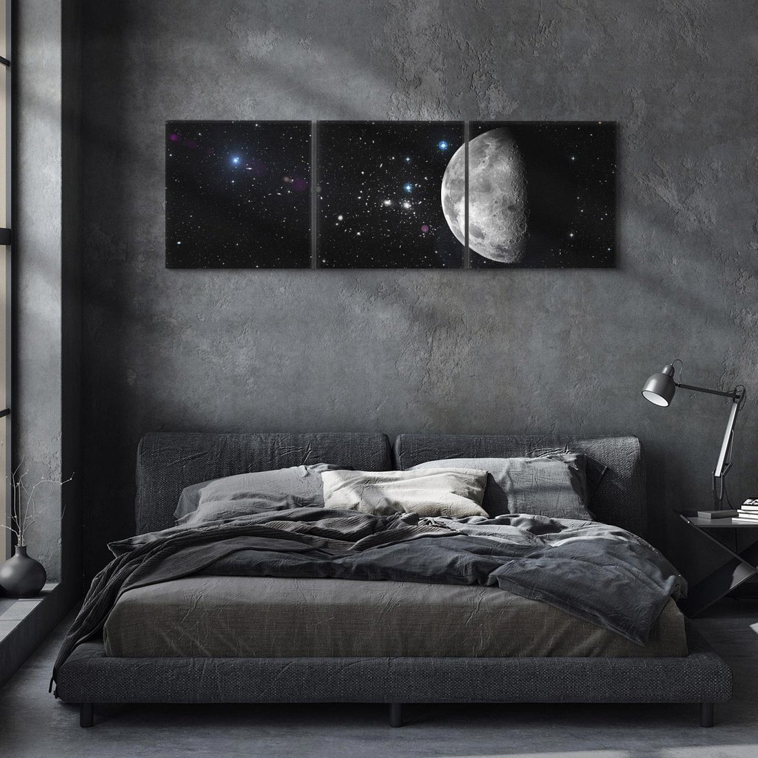 Obraz na płótnie 120x40 - spotkanie z gwiazdami - księżyc, gwiazdy
