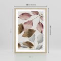 Plakat w ramie 50x70 - Pastelowe Liście z Nutką Złota - liście, pastelowe kolory - rama drewno