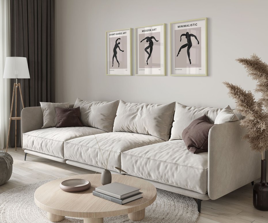 Zestaw obrazy w ramie 50x70 galeria - Nowoczesny, sztuka, art, postacie - rama drewno