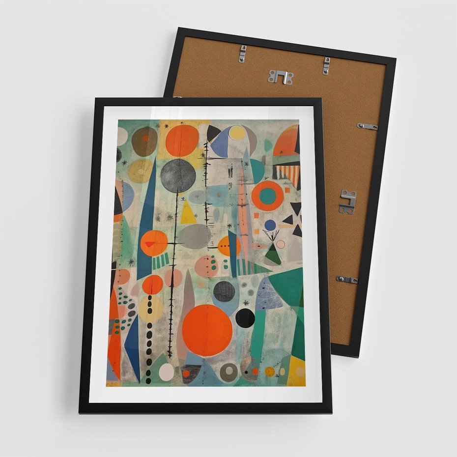 Plakat w ramie 50x70 - Wewnętrzne Zagadki Kształtów - abstrakcyjny obraz, sztuka abstrakcji - rama czarna