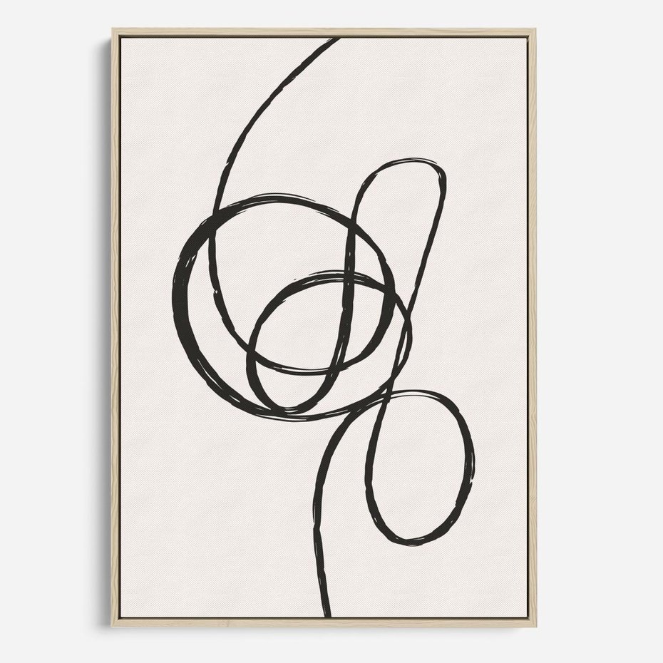 Obraz w ramie 80x120 - Migotliwa Kreatywność - abstrakcyjne szkicowane linie, minimalizm - rama drewno