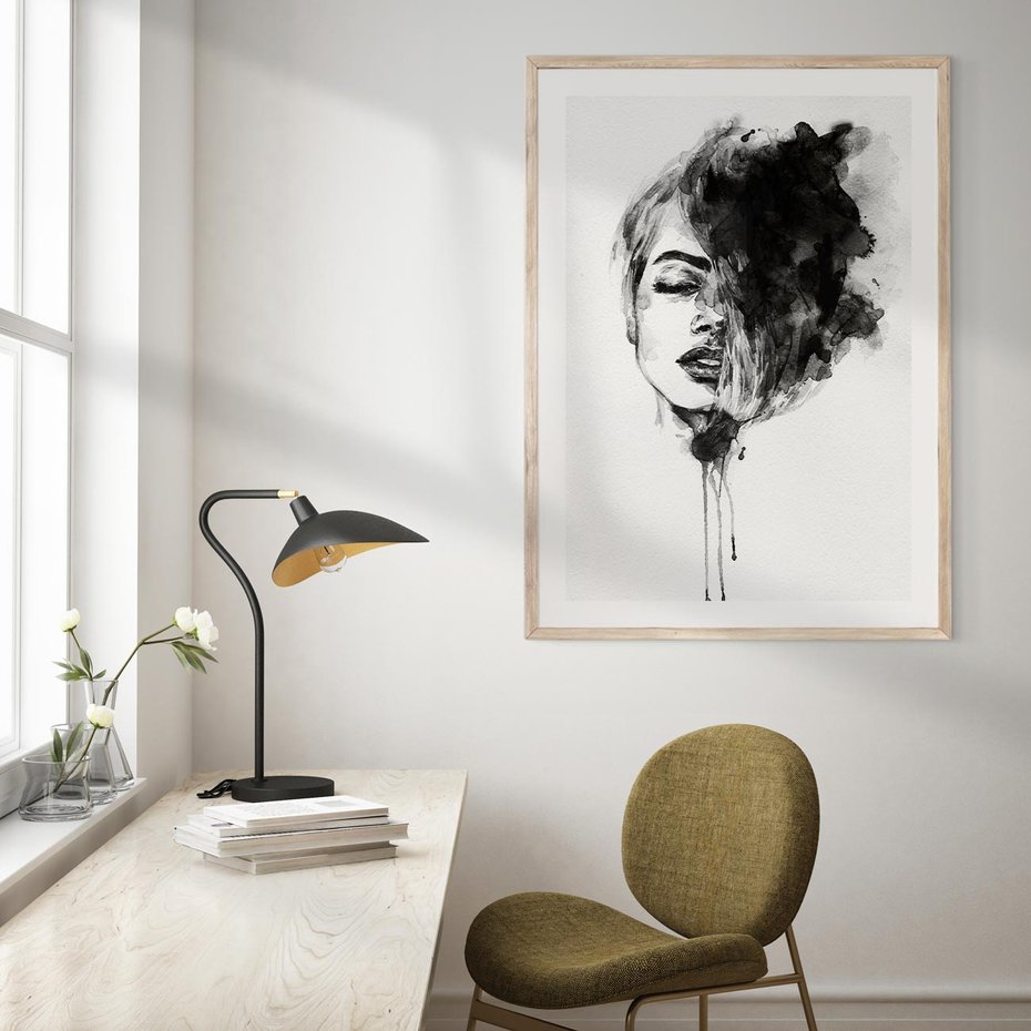 Plakat w ramie 40x50 - Kobieta w akwareli - kobieta, akwarela - rama drewno
