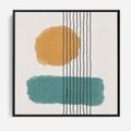 Obraz w ramie 50x50 - Wibracje Barw - abstrakcyjne akwarelowe plamy, nieregularne kreski - rama czarna