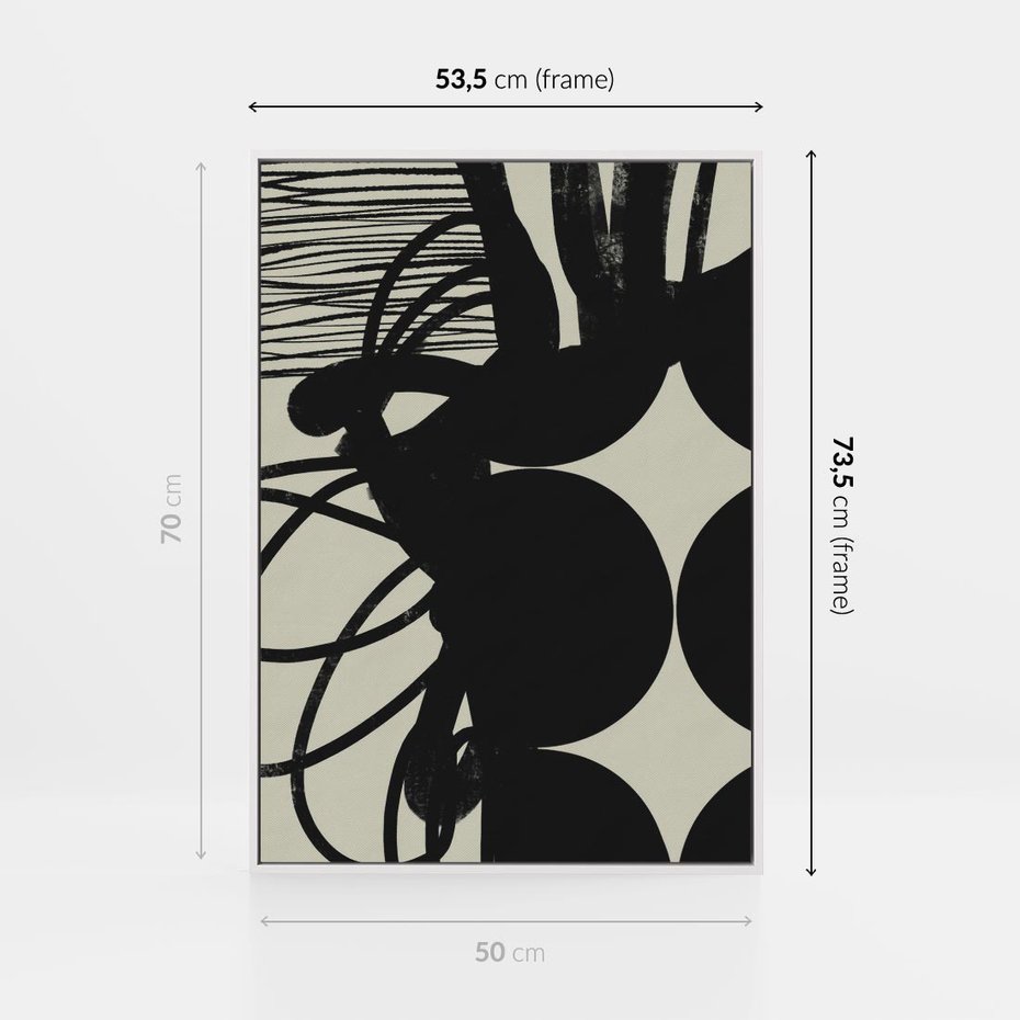 Obraz w ramie 50x70 - Modernistyczne Refleksje - abstrakcja, mroczny klimat - rama biała