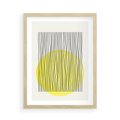 Plakat w ramie 50x70 - Ciepłe Przenikanie - geometria, żółte koło - rama drewno