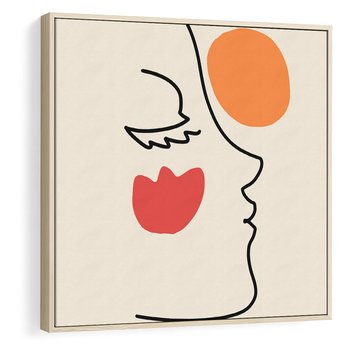 Obraz w ramie 50x50 - Taniec Przenikających Plam - abstrakcyjny obraz, przypomina twarz - rama drewno