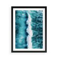 Plakat w ramie 50x70 - Błękitna Siła Oceanu - fale, ocean - rama czarna