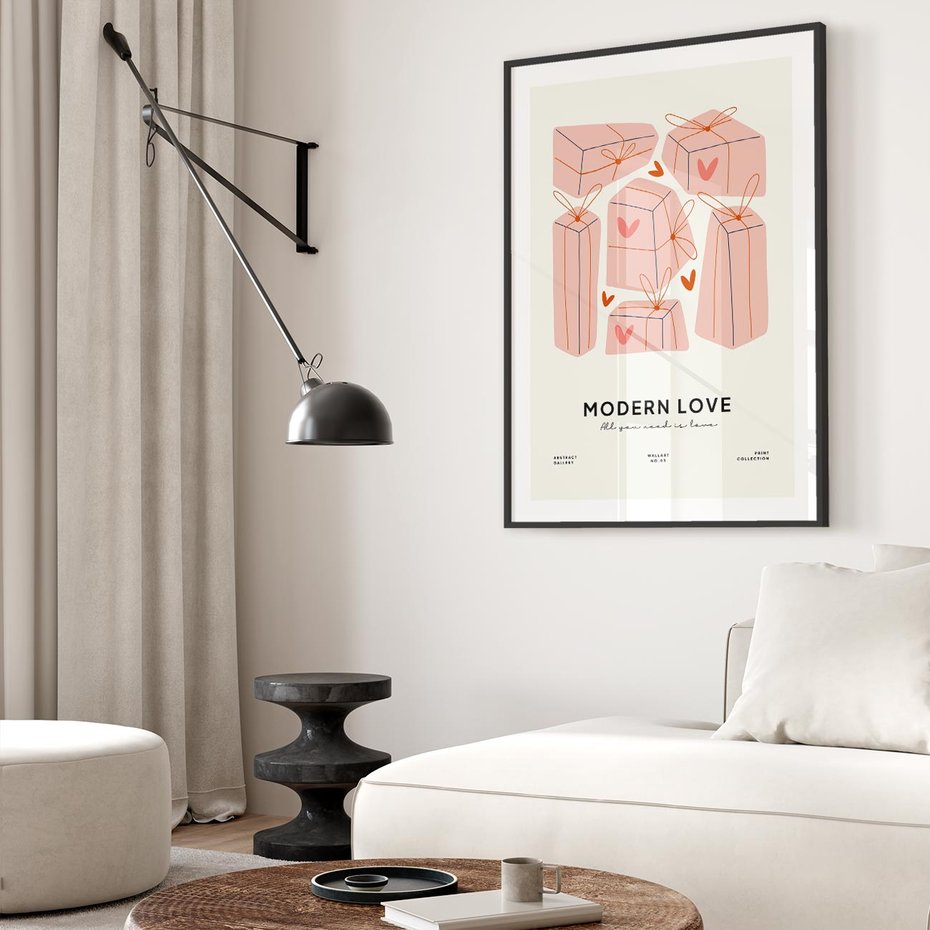 Plakat w ramie 50x70 - Nowoczesna Miłość - nowoczesna grafika, pastelowe kolory - rama czarna
