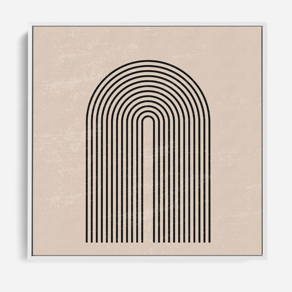 Obraz w ramie 50x50 - Migocące Echa - abstrakcyjne linie, geometria - rama biała