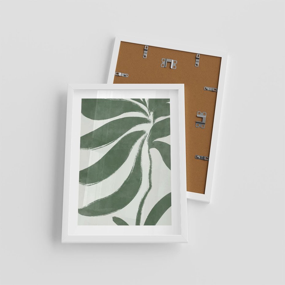 Plakat w ramie 30x40 - Zieleń Wewnętrznego Spokoju - zielony plakat, roślinne inspiracje - rama biała