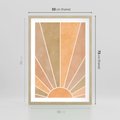 Plakat w ramie 50x70 - Grafika Boho w Odcieniach Pomarańczu - boho słońce, grafika - rama drewno