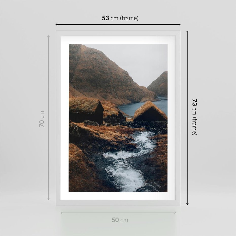 Plakat w ramie 50x70 - Spokój Natury - skandynawski, pejzaż - rama biała