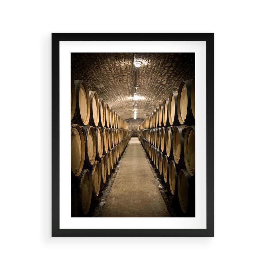 Plakat w ramie 40x50 - Winniczka - winnica, beczki - rama czarna