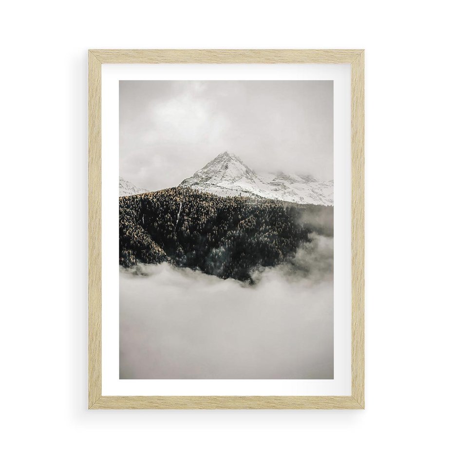 Plakat w ramie 50x70 - Zimowa Wielkość - górski krajobraz, zima w górach - rama drewno