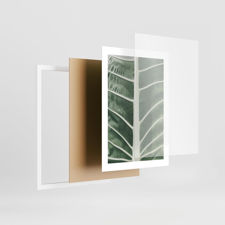 Plakat w ramie 30x40 - Zielone Wielkości: Zbliżenie Liścia - zbliżenie duz liść, jasna zieleń - rama biała