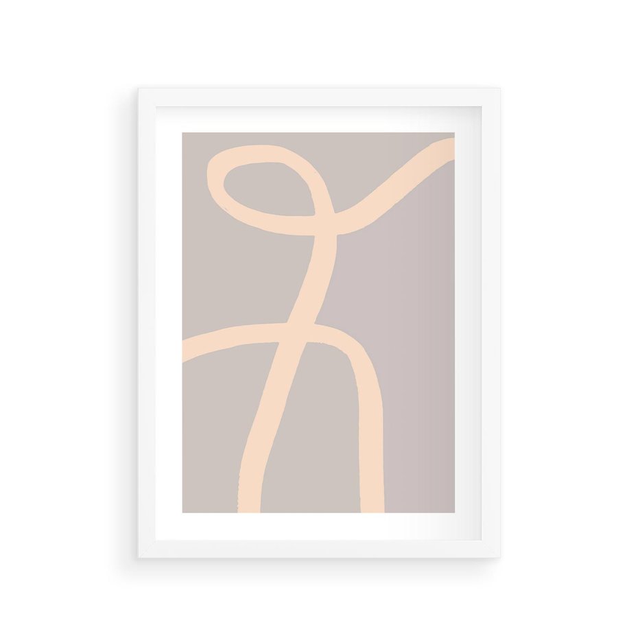 Plakat w ramie 30x40 - Beżowe Boho Zaplątanie - minimalistyczny obraz, nowoczesny - rama biała