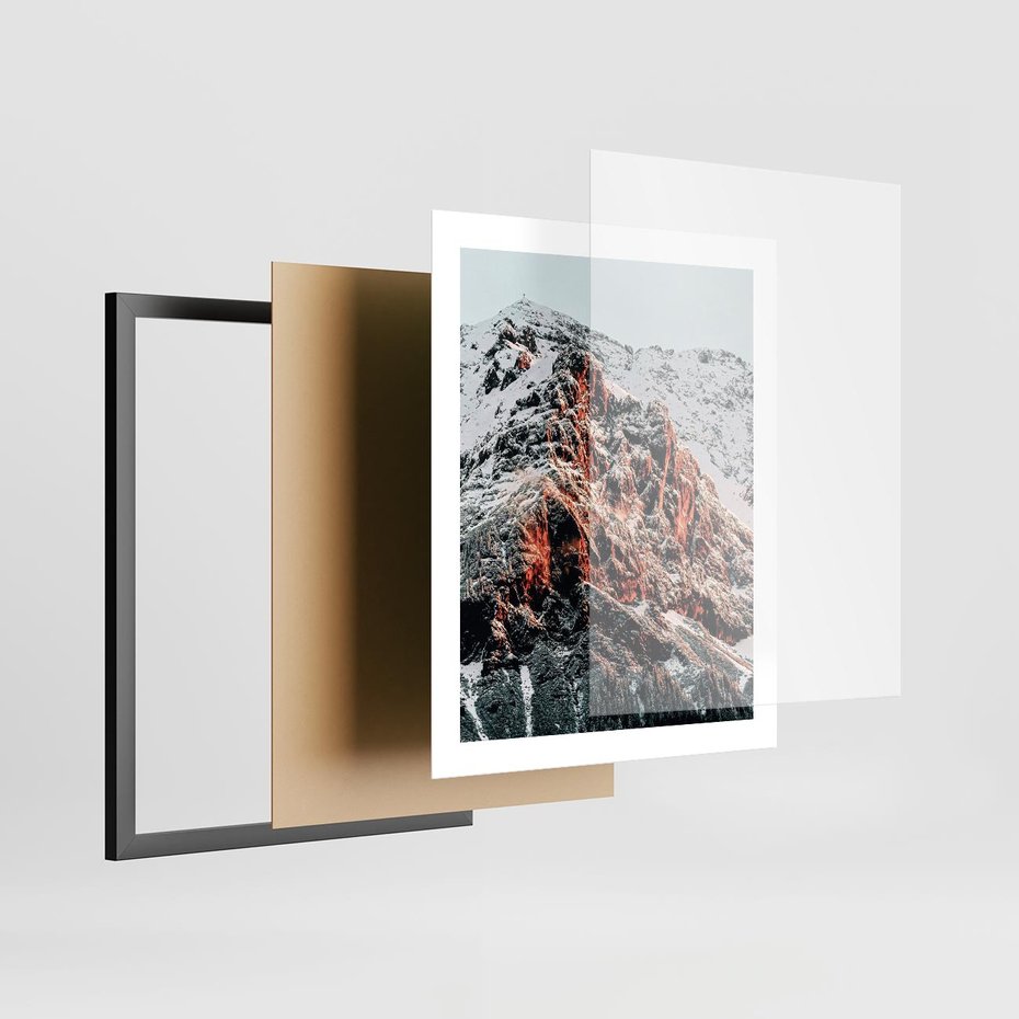 Plakat w ramie 40x50 - Zima na Szczycie - góry, zima - rama czarna