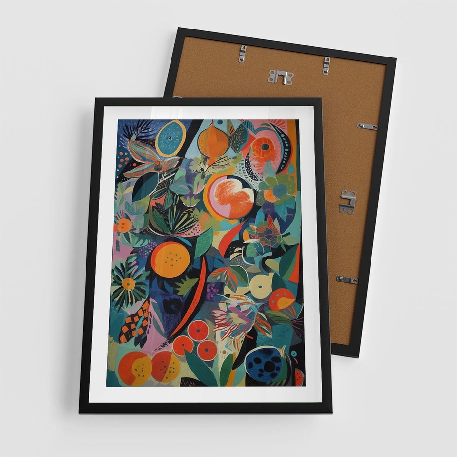 Plakat w ramie 50x70 - Echa Nietuzinkowych Wzorców - abstrakcyjny obraz olejny, jak picasso - rama czarna