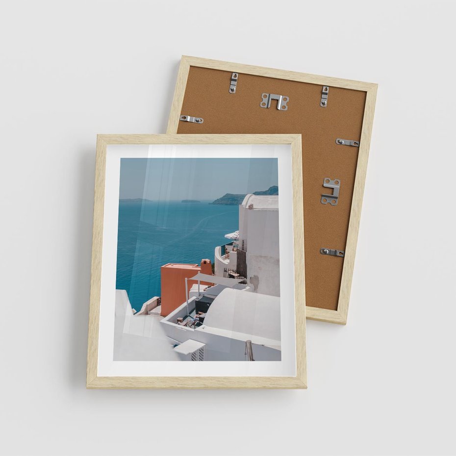 Plakat w ramie 40x50 - Magiczna Wyspa na Twojej Ścianie - Santorini, wyspa - rama drewno