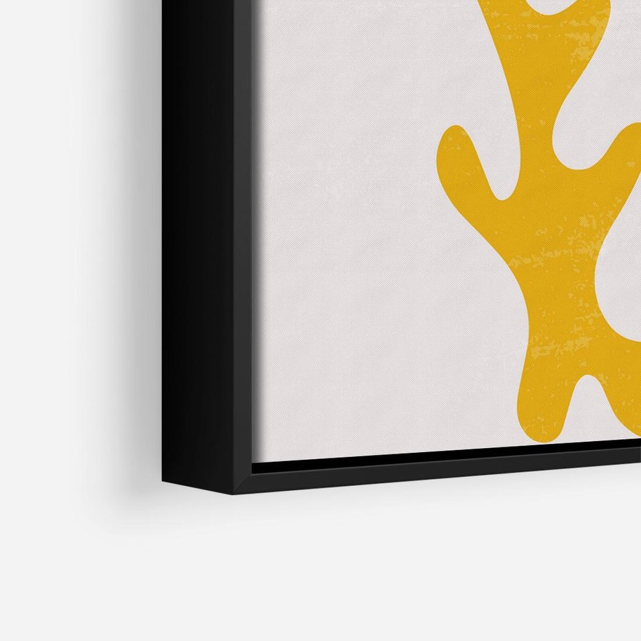 Obraz w ramie 50x50 - Abstrakcyjna Synergia - abstrakcyjna żółta forma, minimalizm - rama czarna