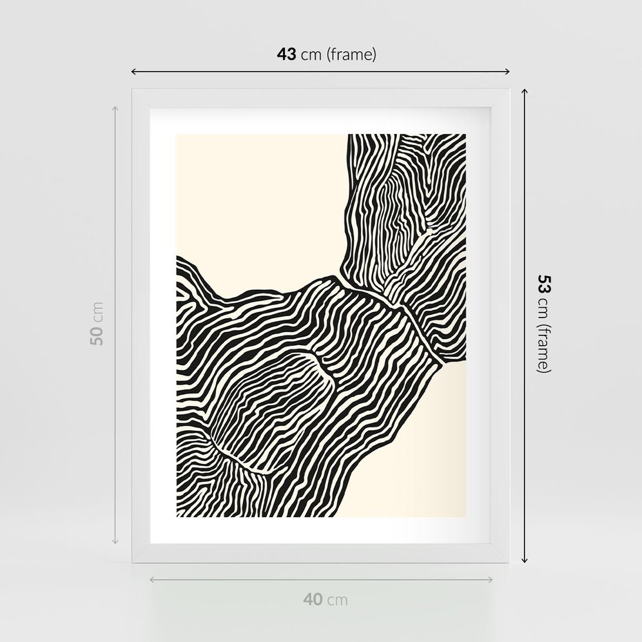 Plakat w ramie 40x50 - Migoczące Kontury - boho plakat, rycina - rama biała