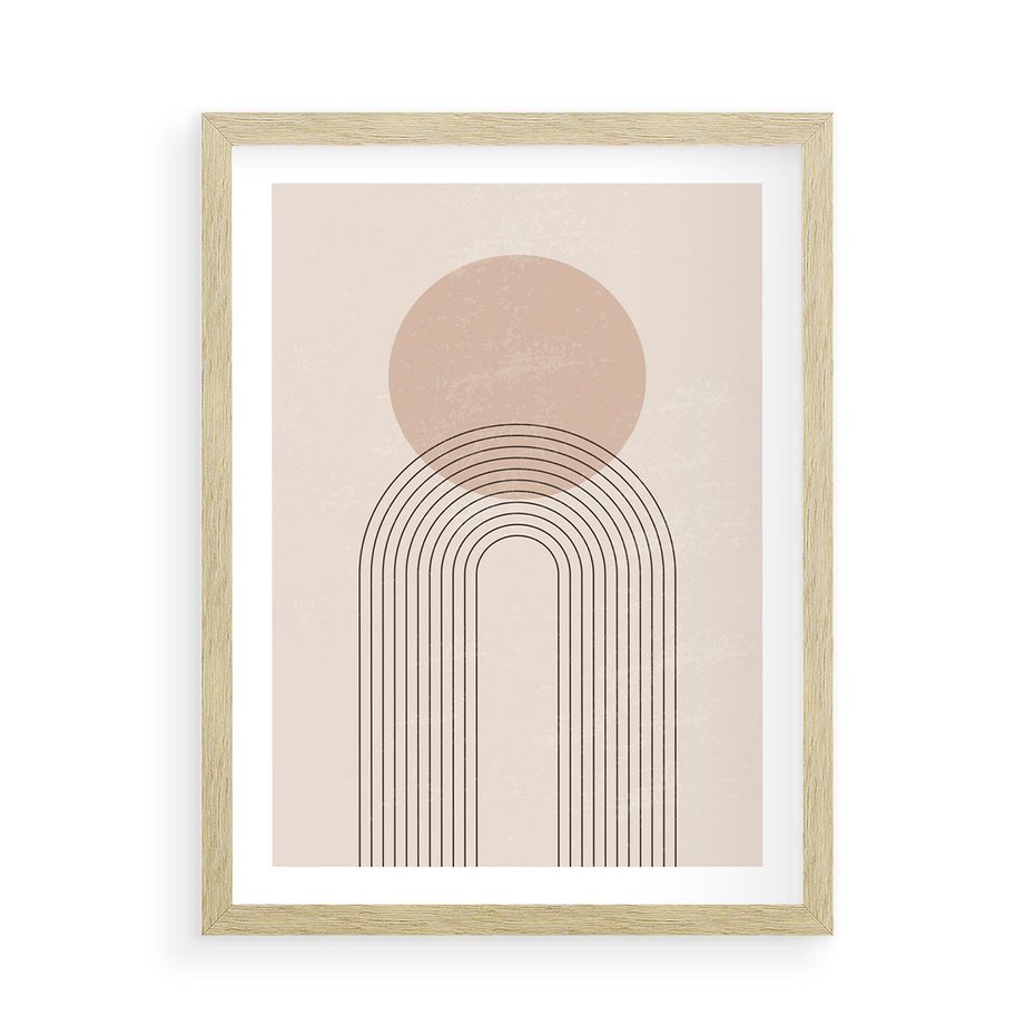Plakat w ramie 50x70 - Konturem Zdefiniowane - boho plakat, minimalizm - rama drewno