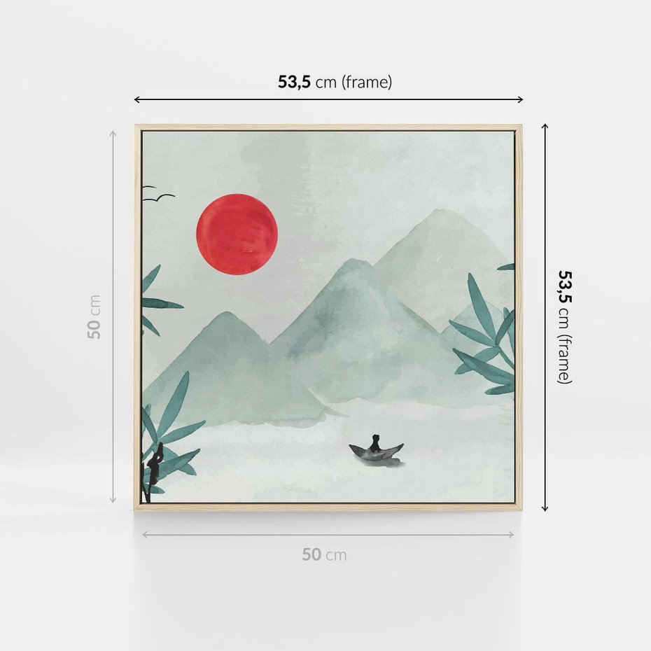 Obraz w ramie 50x50 - Zaklęte Wzgórza - krajobraz, japonia - rama drewno