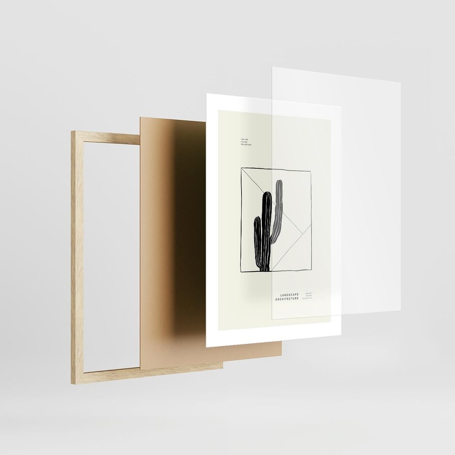 Plakat w ramie 30x40 - Zaklęta roślinna ekspresja - nowoczesna sztuka, minimalistyczny styl - rama drewno