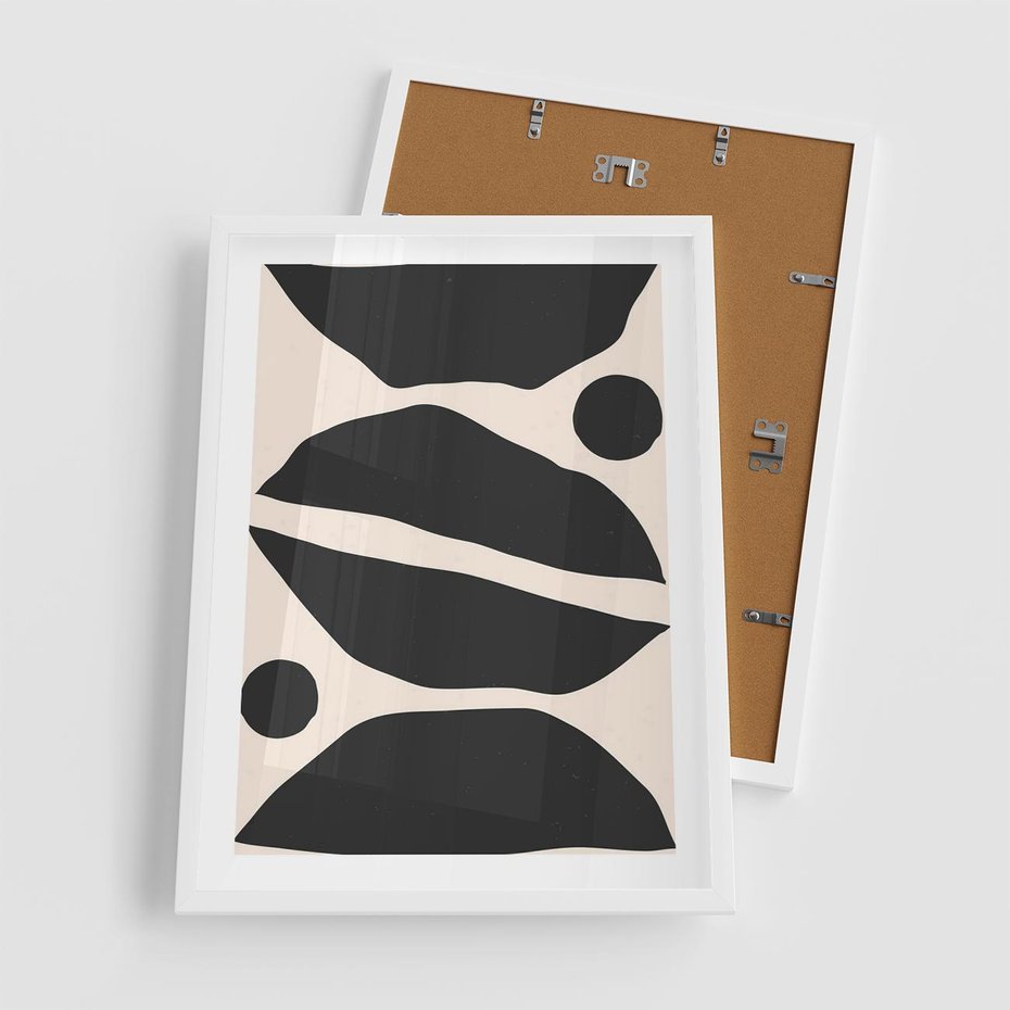 Plakat w ramie 50x70 - Surowa Abstrakcja - abstrakcyjny nowoczesny obraz, surowość - rama biała