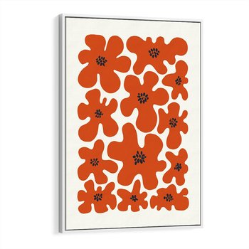 Obraz w ramie 50x70 - Wibracje Przestrzeni - abstrakcyjne czerwone kwiaty, kompozycja - rama biała