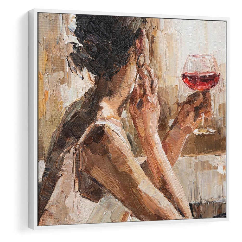 Obraz w ramie 50x50 - Wibracje - portret, kobieta - rama biała