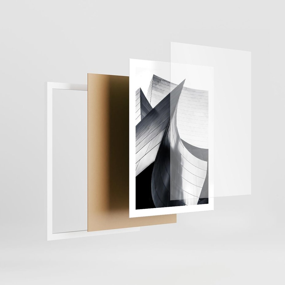 Plakat w ramie 50x70 - Miasto Współczesności - architektura, nowoczesne budynki - rama biała