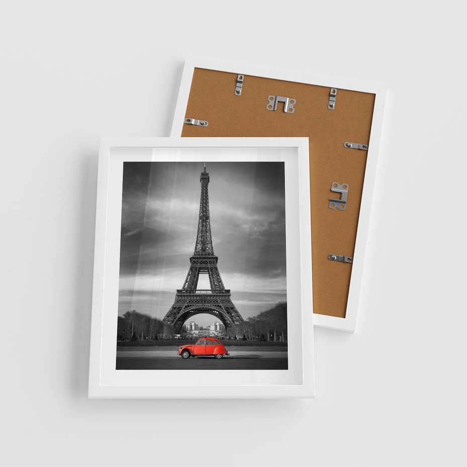 Plakat w ramie 40x50 - Elegancja Wieży - wieża, Eiffla - rama biała