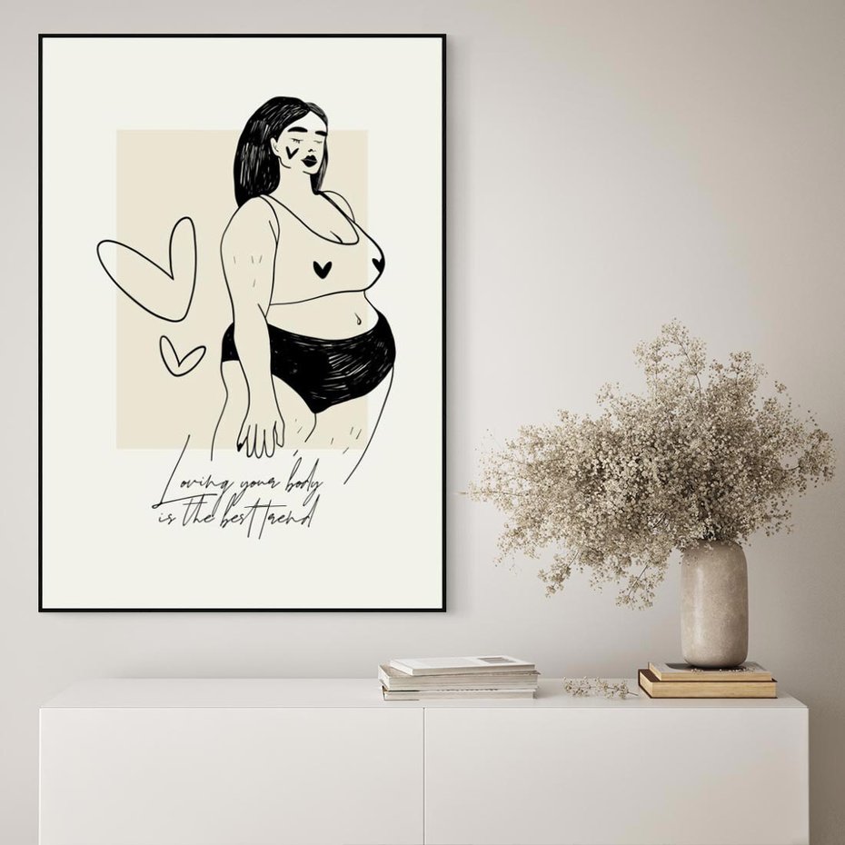 Obraz w ramie 50x70 - Moc to Ona - rysunek, sztuka nowoczesna - rama czarna