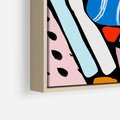 Obraz w ramie 50x70 - Kolory Na Czerni - abstrakcyjne formy, komiksowy styl - rama drewno