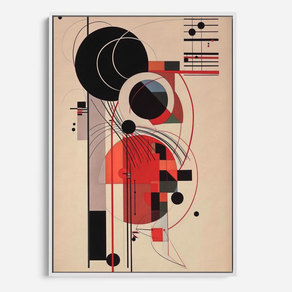 Obraz w ramie 80x120 - Rozbijające Granice Dźwięku - modernistyczny obraz, styl bauhaus - rama biała