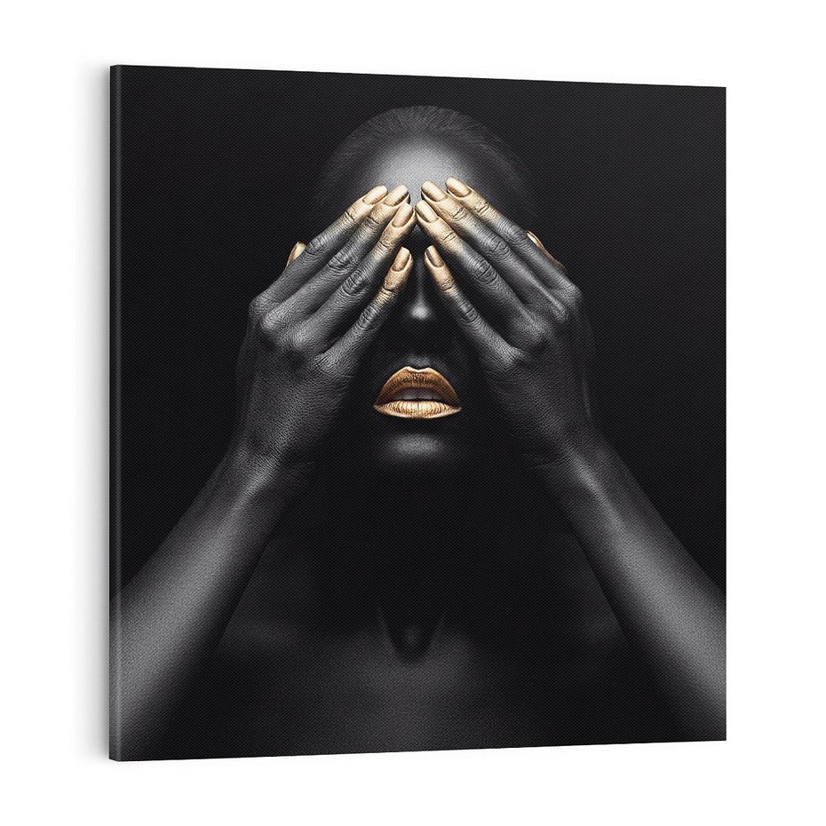 Obraz na płótnie 70x70 - Złote Usta wyjątkowa subtelność - złote usta, złote palce