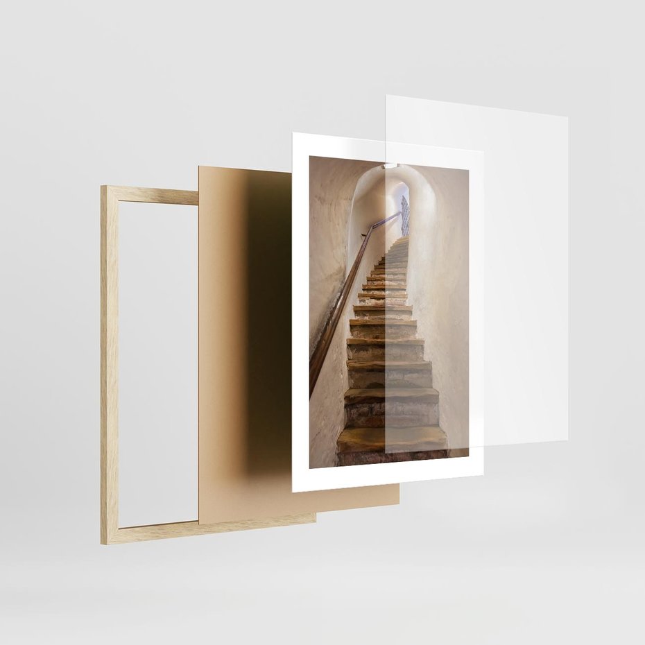 Plakat w ramie 30x40 - Schody Wymiarów - schody, tunel - rama drewno