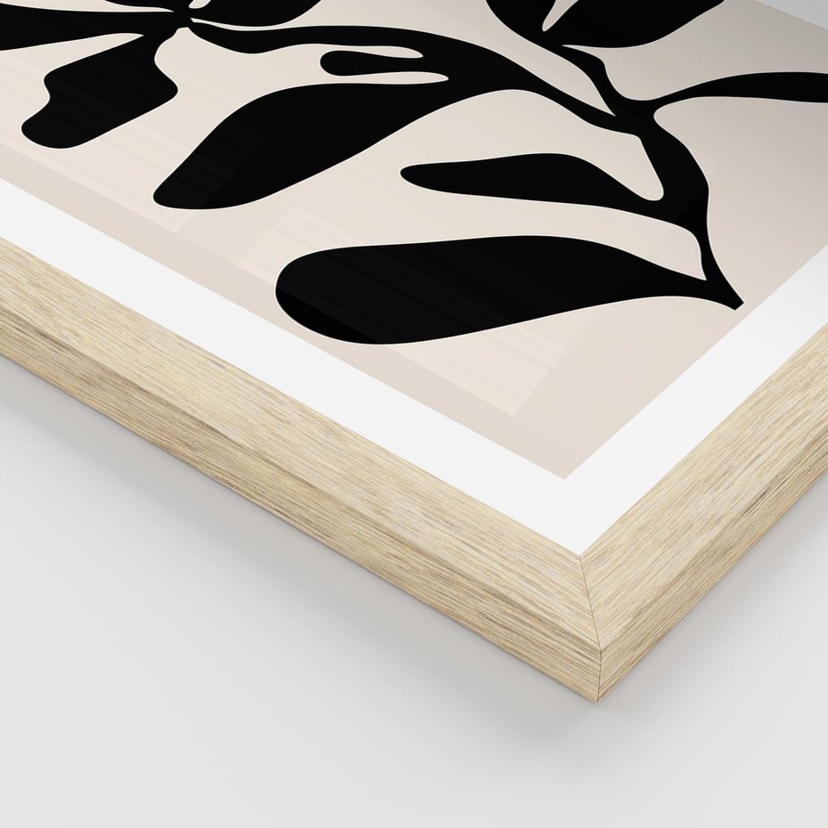 Plakat w ramie 30x40 - Wibracje Akwarelowych Ścieżek - abstrakcyjny minimalistyczna kwiat, czarno biały plakat - rama drewno