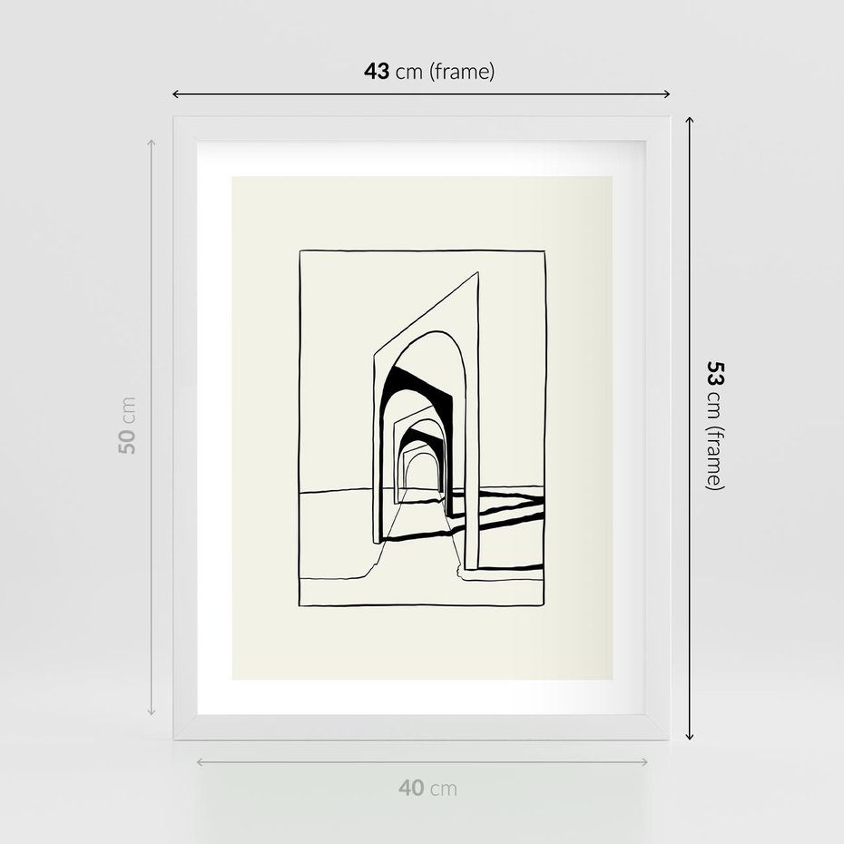 Plakat w ramie 40x50 - Poezja światła i cienia - nowoczesna sztuka, minimalistyczny styl - rama biała