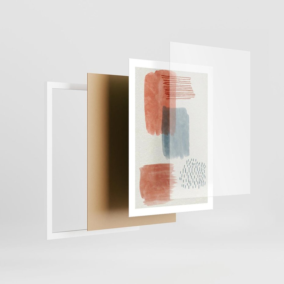 Plakat w ramie 50x70 - Pastelowa Abstrakcja: Maźnięcia Farbą - abstrakcja, maźnięcia farny - rama biała