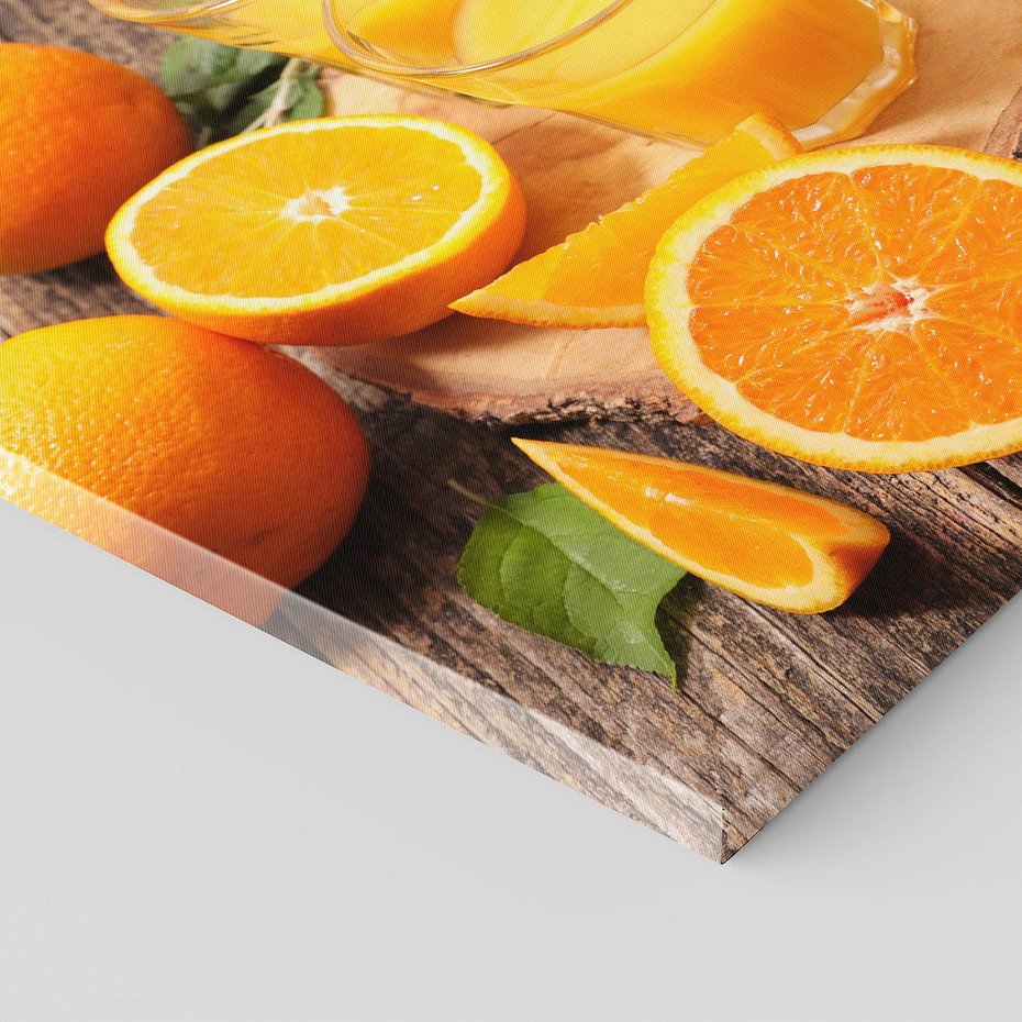 Obraz na płótnie 70x50 - Soczyste pomarańcze i soki - pomarańcze, soki