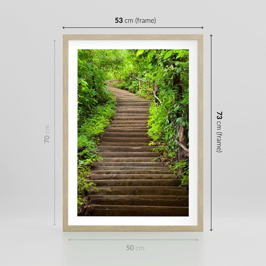 Plakat w ramie 50x70 - Magia Leśnej Ścieżki - ścieżka, w lesie - rama drewno