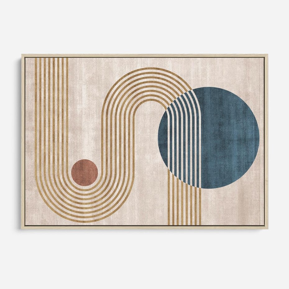 Obraz w ramie 70x50 - Melodia ukrytych snów - retro grafika, styl mid-century - rama drewno