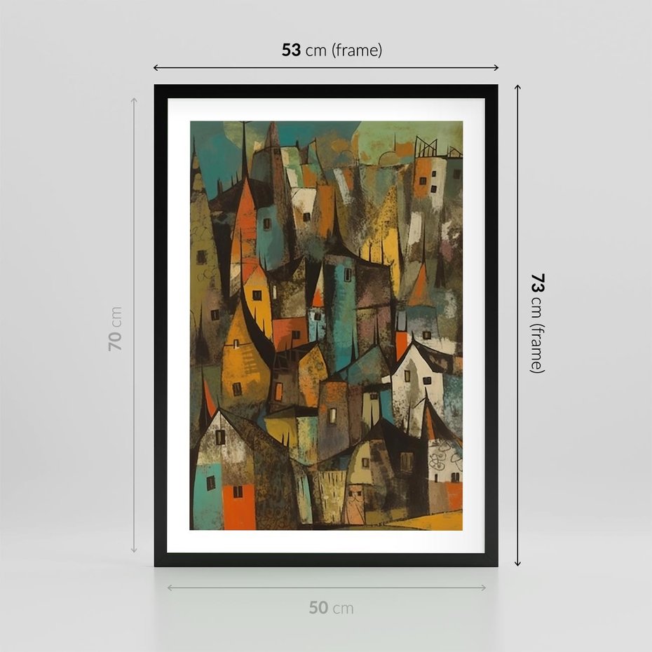 Plakat w ramie 50x70 - Przenikające Wizje - abstrakcyjny obraz, sztuka abstrakcji - rama czarna