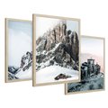 Zestaw obrazy w ramie 40x50 galeria - Retro, krajobraz, góry, zima, zamek - rama drewno