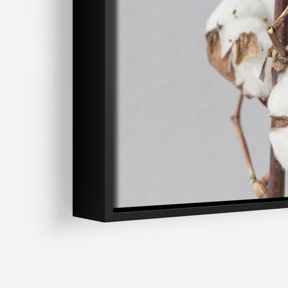 Obraz w ramie 50x70 - Bawełniana boho miękkość - bawełna, boho - rama czarna