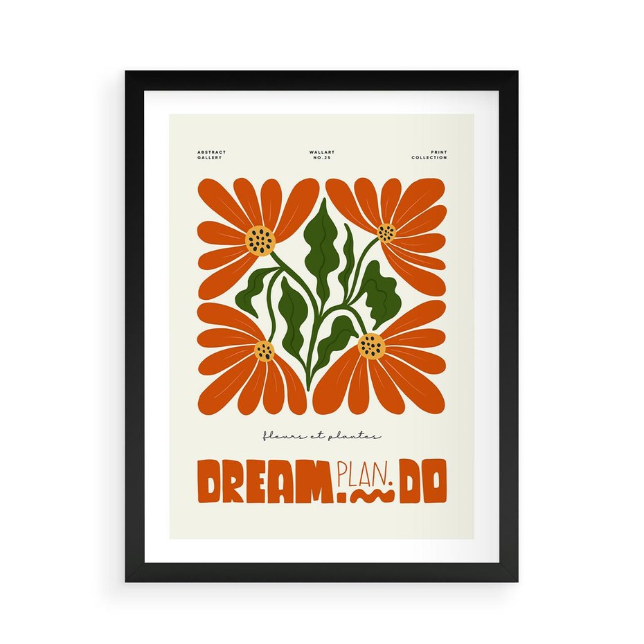 Plakat w ramie 50x70 - Księga Abstrakcji - sztuka nowoczesna, kolorowe kwiaty - rama czarna